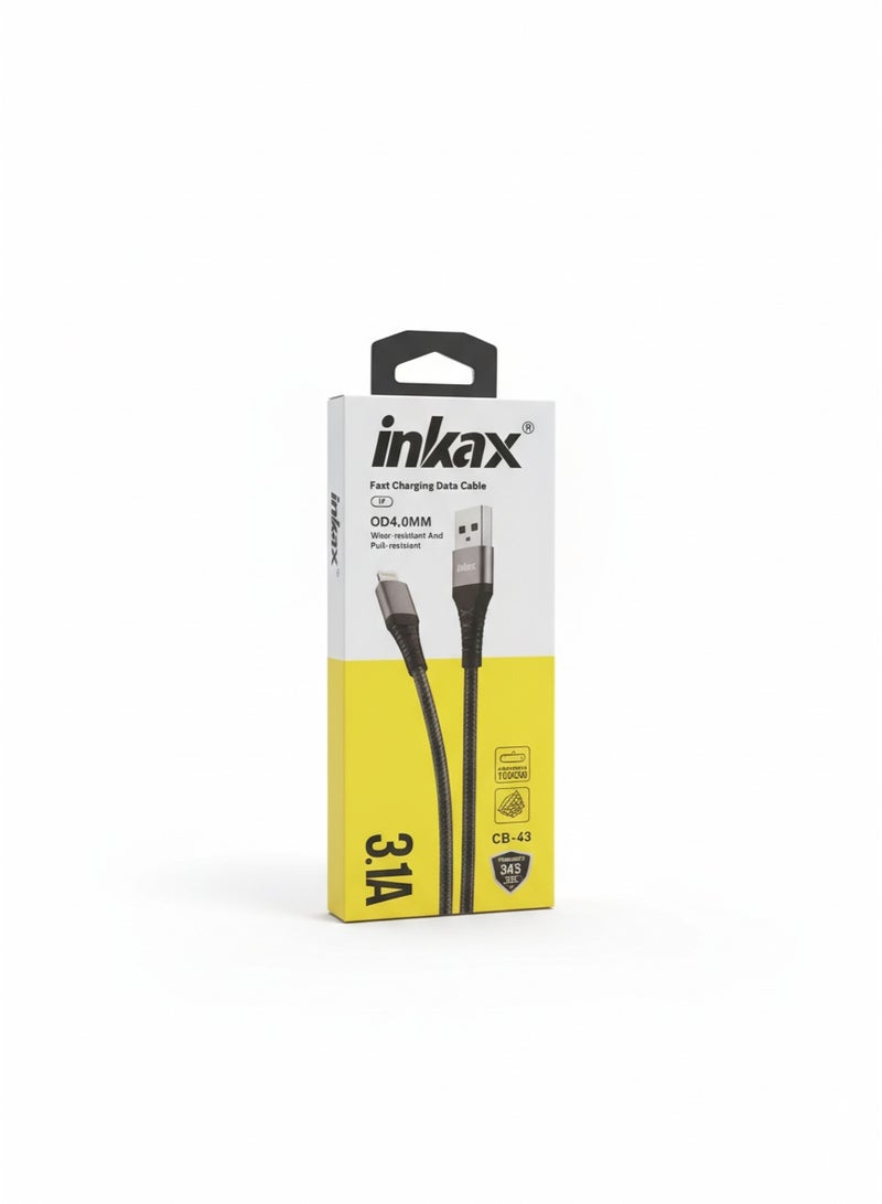 Inkax CB-45 Type C to Lightning Fast Charging & Data Cable, Power Delivery Support, 3A High-Speed Charging, Braided Nylon with Zinc Alloy Connectors, 1m Length for iPhone 14/13/12/11/X/8/7/6 Series, Durable & Tangle-Free Design - Image 2